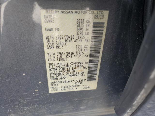 1N6AD0EV6KN795197 2019 NISSAN FRONTIER