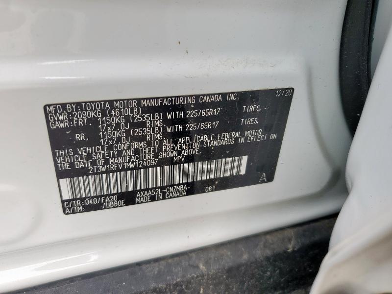 2021 TOYOTA RAV4 XLE - 2T3W1RFV1MW124097