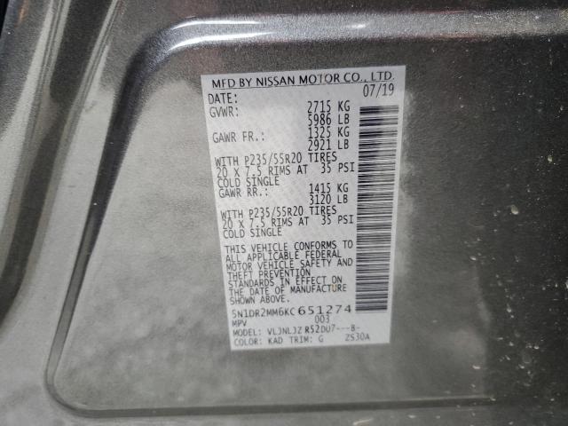 2019 NISSAN PATHFINDER - 5N1DR2MM6KC651274