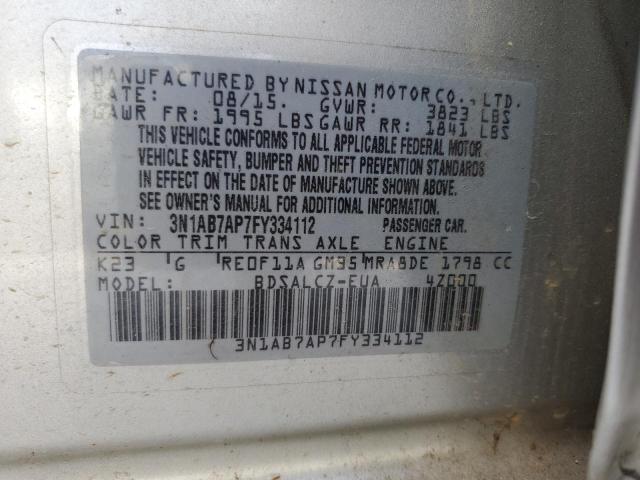2015 NISSAN SENTRA S 3N1AB7AP7FY334112