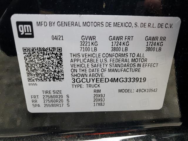 2021 CHEVROLET SILVERADO - 3GCUYEED4MG333919