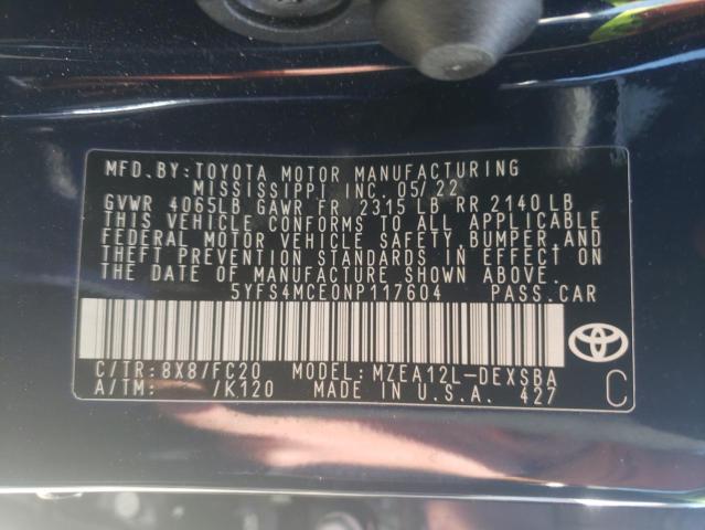 2022 TOYOTA COROLLA SE - 5YFS4MCE0NP117604
