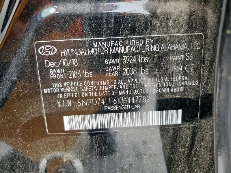 2019 HYUNDAI ELANTRA SE - 5NPD74LF6KH447782
