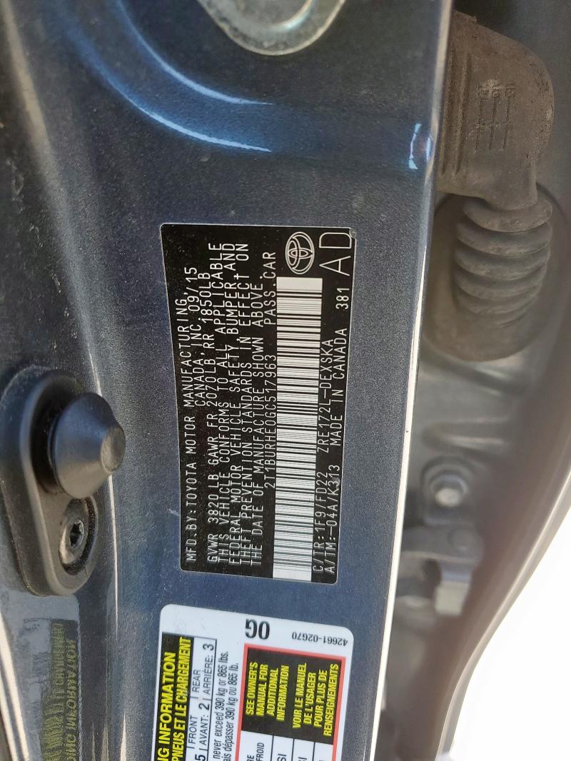 2016 TOYOTA COROLLA L - 2T1BURHE0GC517963