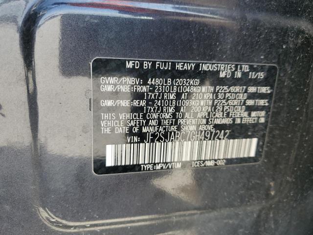 2016 SUBARU FORESTER 2 - JF2SJABC7GH497242