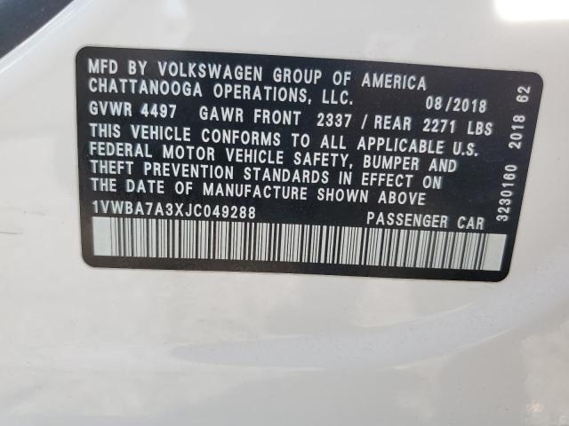 2018 VOLKSWAGEN PASSAT SE 1VWBA7A3XJC049288