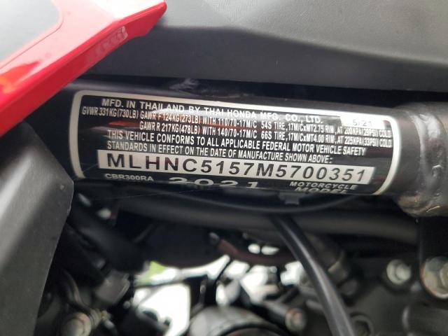 2021 HONDA CBR300 RA MLHNC5157M5700351