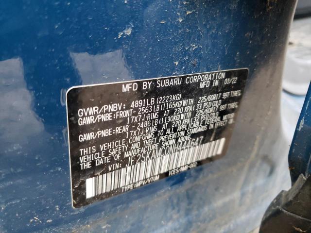 2022 SUBARU FORESTER W JF2SKAMC0NH444647