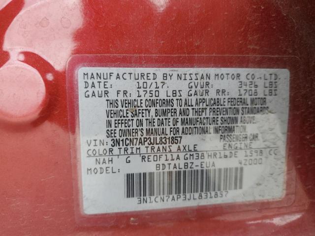 2018 NISSAN VERSA S - 3N1CN7AP3JL831857