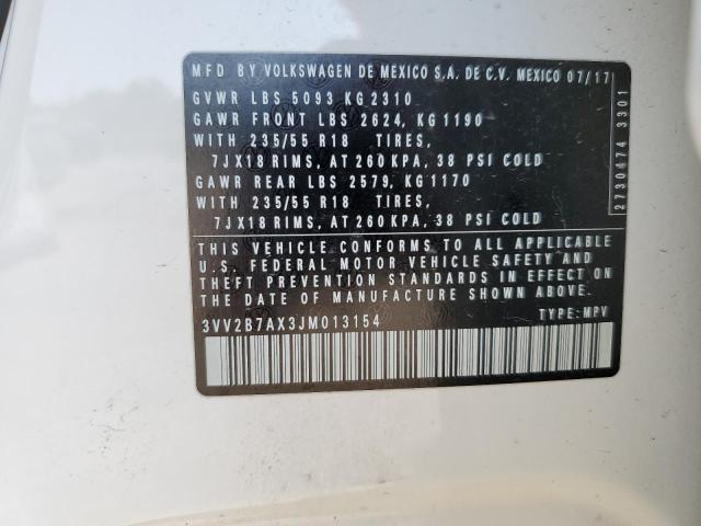 2018 VOLKSWAGEN TIGUAN SE - 3VV2B7AX3JM013154