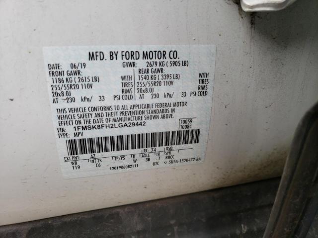 2020 FORD EXPLORER L - 1FMSK8FH2LGA29442