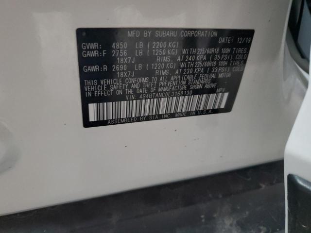 2020 SUBARU OUTBACK LI 4S4BTANC0L3160130