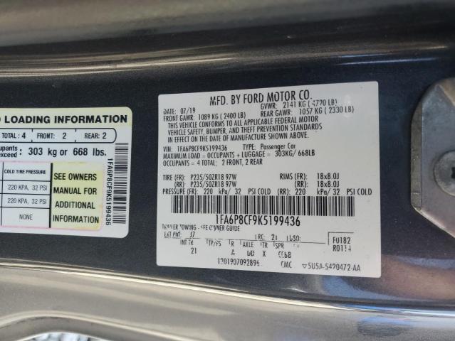 2019 FORD MUSTANG GT - 1FA6P8CF9K5199436
