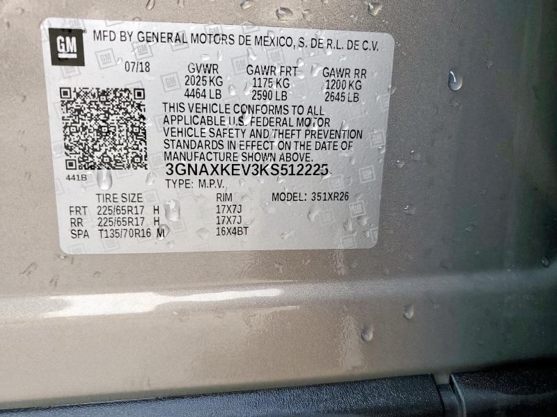 2019 CHEVROLET EQUINOX LT - 3GNAXKEV3KS512225