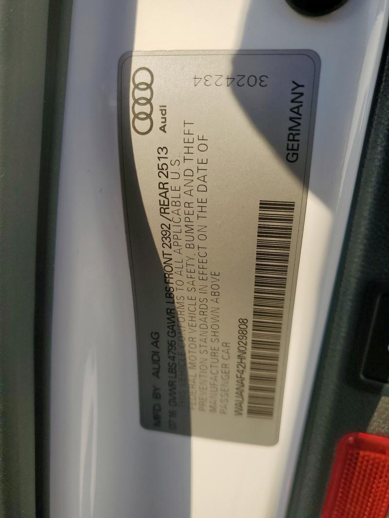 2017 AUDI A4 PREMIUM - WAUANAF42HN029808
