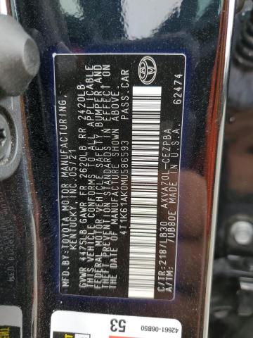 2021 TOYOTA CAMRY XSE - 4T1K61AK0MU586593