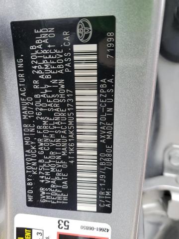2021 TOYOTA CAMRY XSE - 4T1K61AK5MU517317