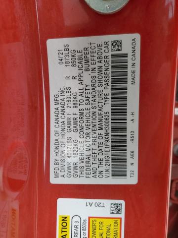 2022 HONDA CIVIC TOUR 2HGFE1F9XNH300625