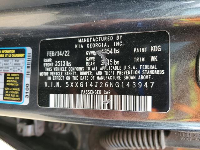 2022 KIA K5 LXS 5XXG14J26NG143947