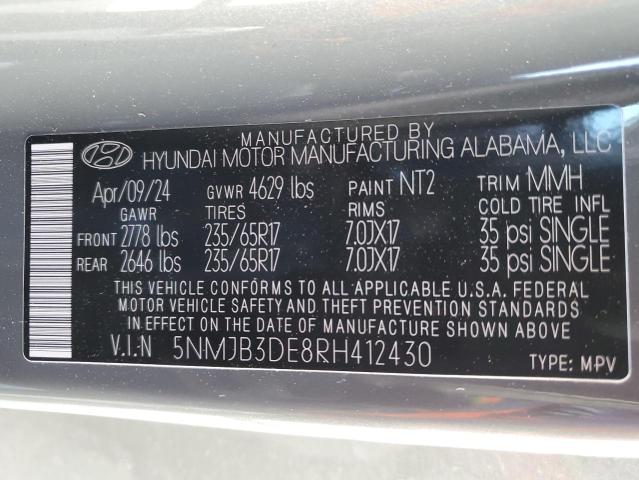 2024 HYUNDAI TUCSON SEL 5NMJB3DE8RH412430