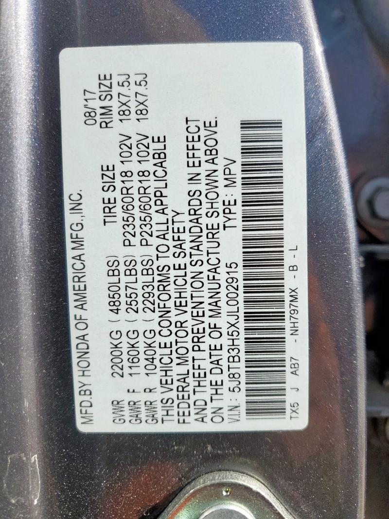 2018 ACURA RDX TECHNO - 5J8TB3H5XJL002915