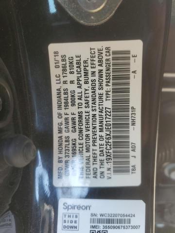 2018 HONDA CIVIC LX 19XFC2F6XJE017227