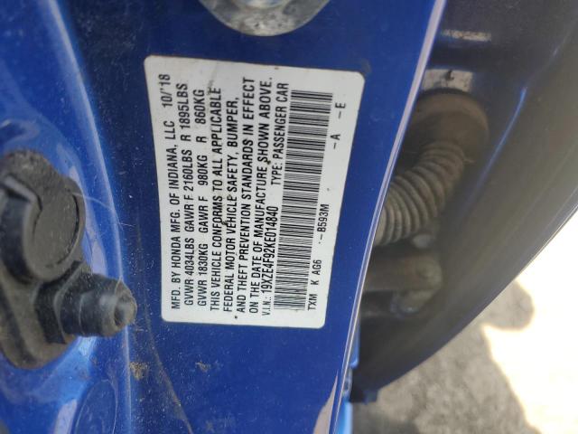 2019 HONDA INSIGHT TO 19XZE4F92KE014840