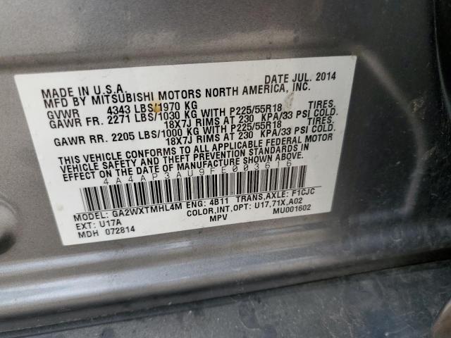 2015 MITSUBISHI OUTLANDER 4A4AP3AU9FE003616