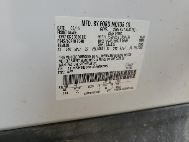 2016 FORD EXPLORER - 1FM5K8B88GGA09785