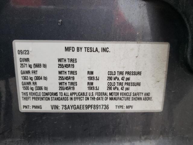 2023 TESLA MODEL Y 7SAYGAEE9PF891736