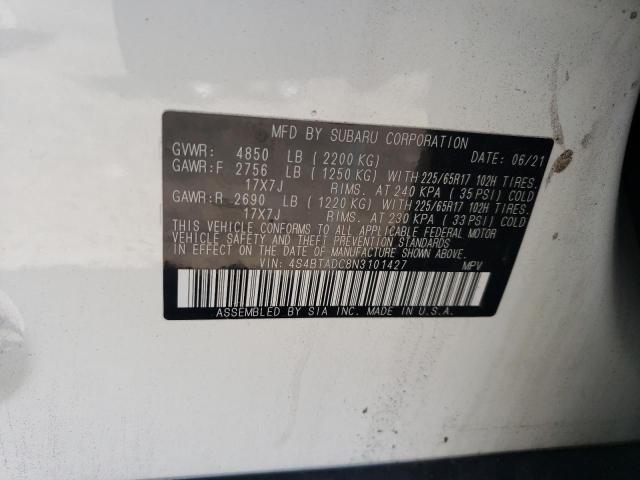 2022 SUBARU OUTBACK PR - 4S4BTADC8N3101427