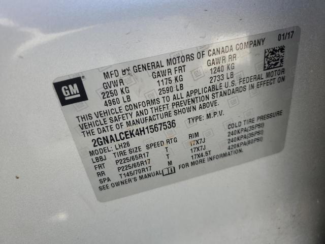 2017 CHEVROLET EQUINOX LT - 2GNALCEK4H1567536