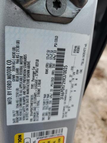 2017 FORD FUSION SE - 3FA6P0H72HR370035