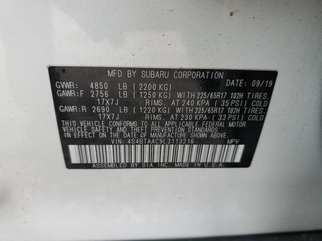 2020 SUBARU OUTBACK 4S4BTAAC9L3113216