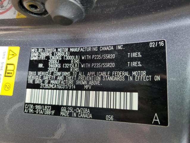 2016 LEXUS RX 350 BAS - 2T2BZMCA1GC017914