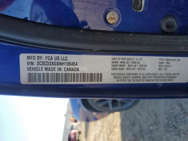 2022 DODGE CHALLENGER - 2C3CDZAG6NH108454