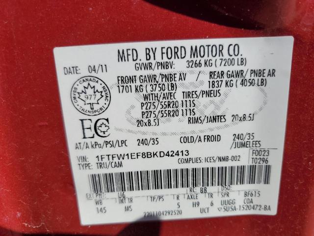 2011 FORD F150 SUPER - 1FTFW1EF8BKD42413