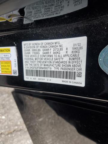 2022 HONDA CIVIC SPOR - 2HGFE2F5XNH560719