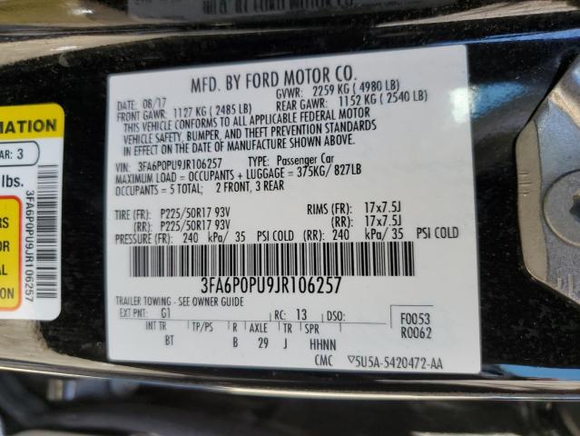 2018 FORD FUSION SE - 3FA6P0PU9JR106257