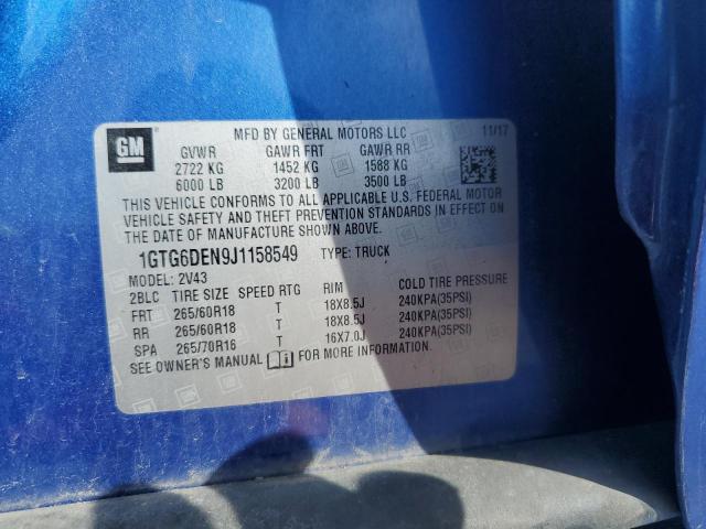 2018 GMC CANYON SLT 1GTG6DEN9J1158549