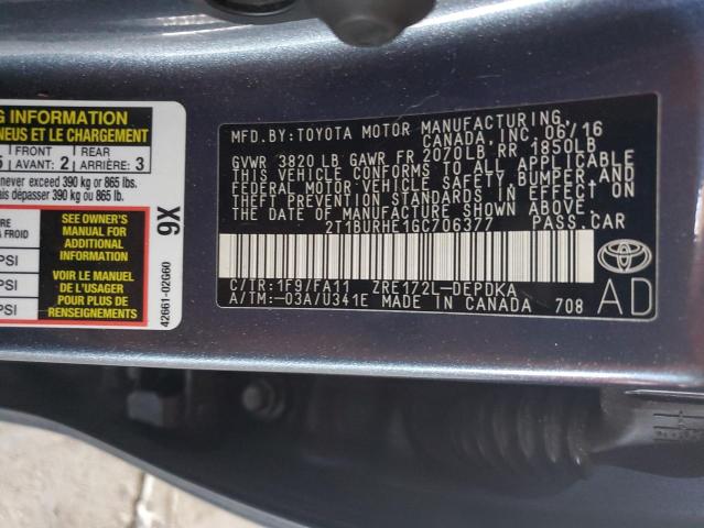 2016 TOYOTA COROLLA L - 2T1BURHE1GC706377