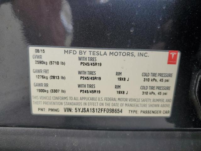 2015 TESLA MODEL S 60 5YJSA1S12FF098654