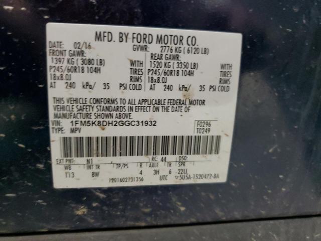 2016 FORD EXPLORER X 1FM5K8DH2GGC31932