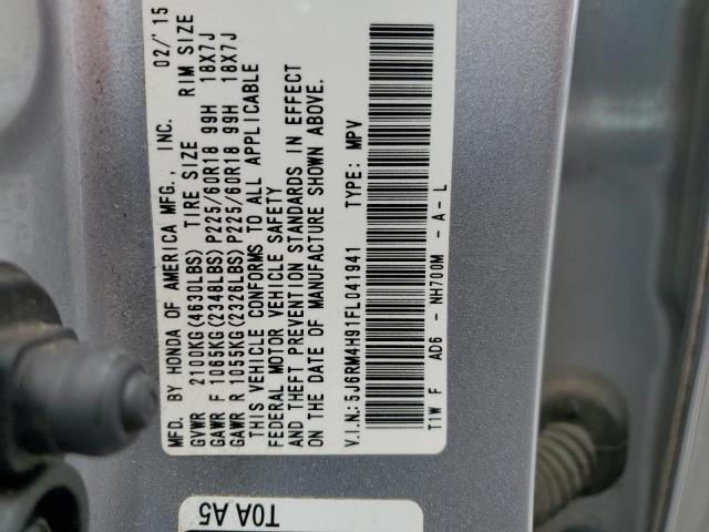 2015 HONDA CR-V TOURI - 5J6RM4H91FL041941