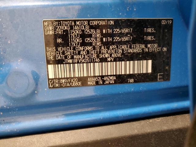 JTMW1RFV5KD511746 2019 TOYOTA RAV4