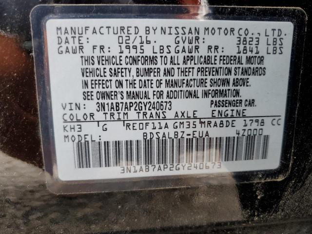 2016 NISSAN SENTRA S - 3N1AB7AP2GY240673