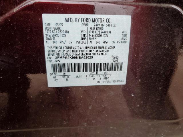 2022 FORD EDGE TITAN - 2FMPK4K99NBA62025