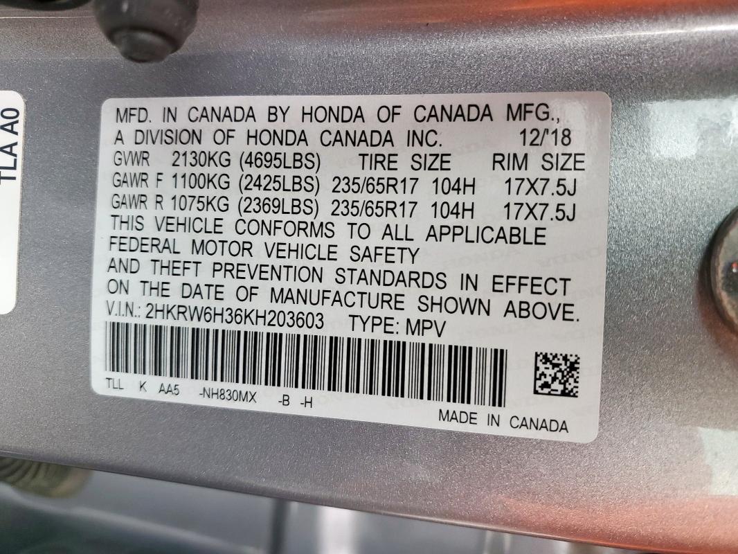 2019 HONDA CR-V LX - 2HKRW6H36KH203603