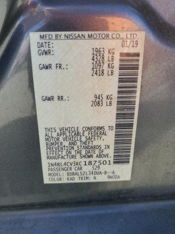 2019 NISSAN ALTIMA SR 1N4BL4CV3KC187501