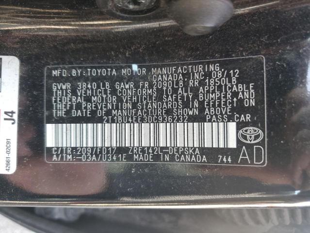 2013 TOYOTA COROLLA BA - 2T1BU4EE3DC936232